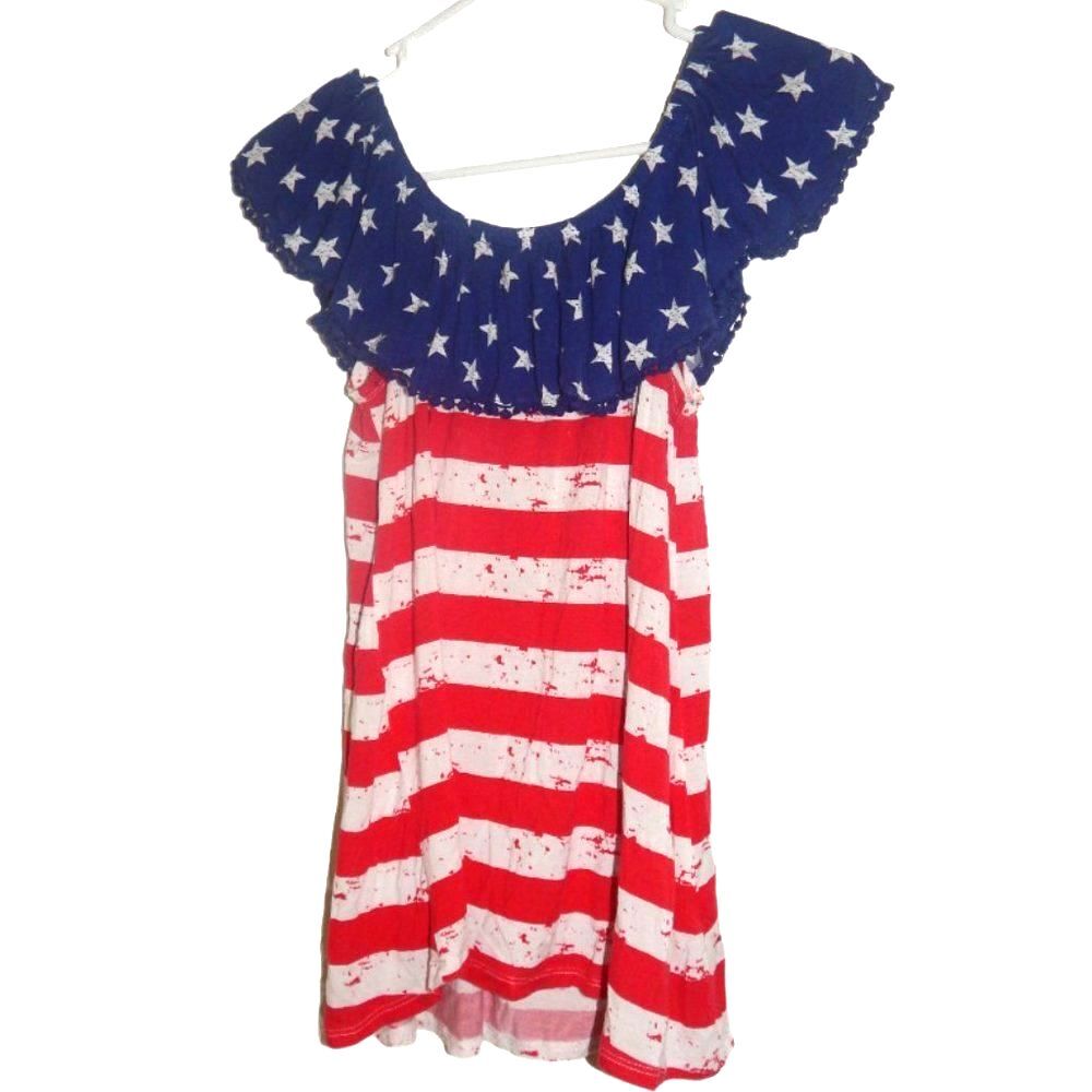 Cloud Chaser Patriotic Off‑Shoulder Stars & Stripes Top Women’s Small